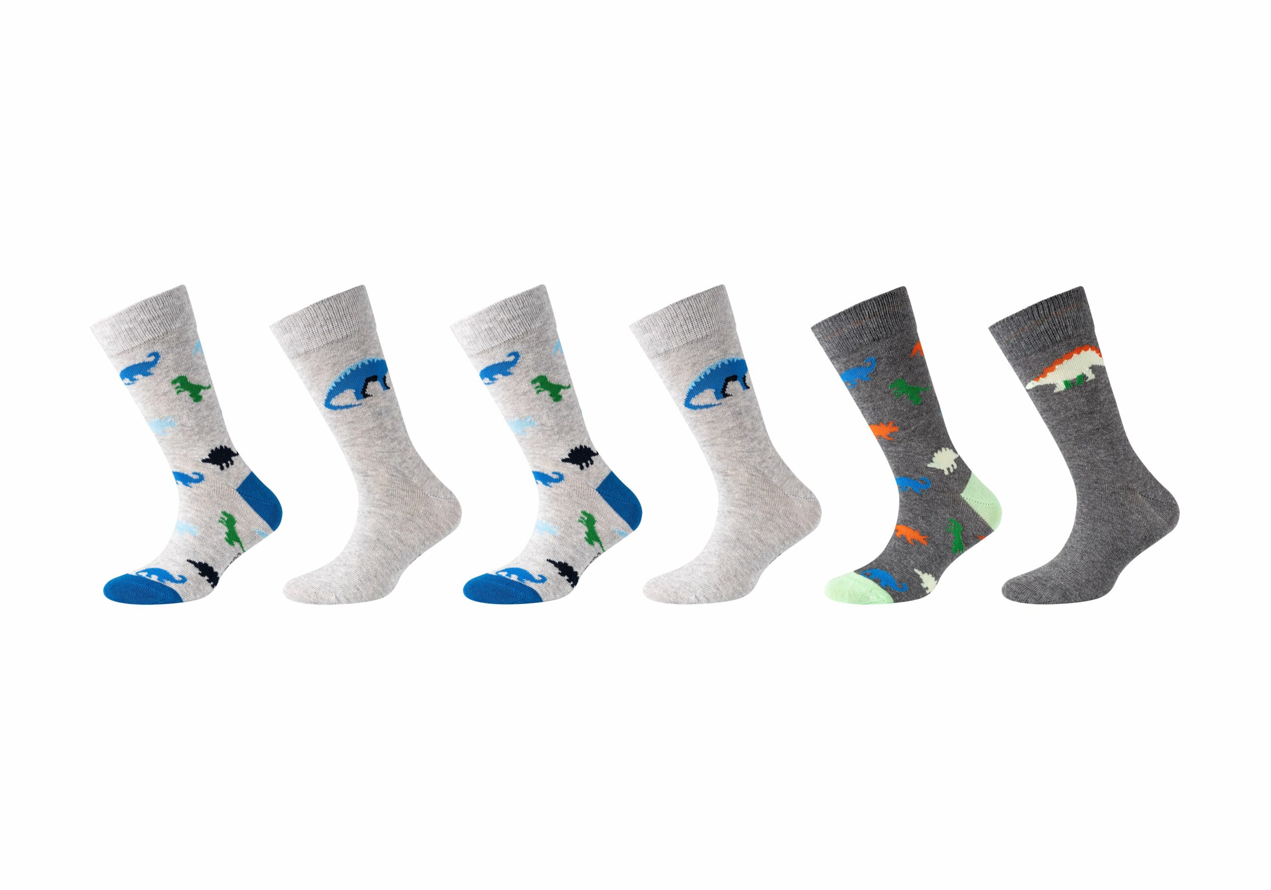 Kinder grey kaufen melange bei Socken Bio-Baumwolle mit CAMANO ca-soft online Dinosaurier dark 6er Pack